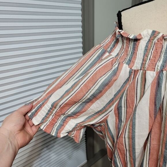 ASHLEY Stewart Striped Off Shoulder Puff Sleeve Peplum Top - Picture 5 of 7